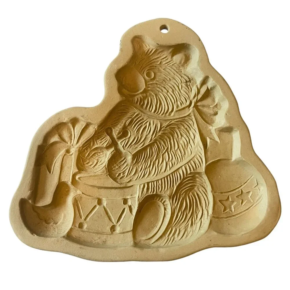 1985 Brown Bag Cookie Art Teddy Bear With A Drum Cookie Mold